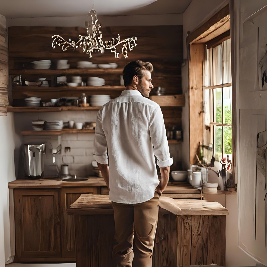 White linen men and #8217;s shirt - Image 7